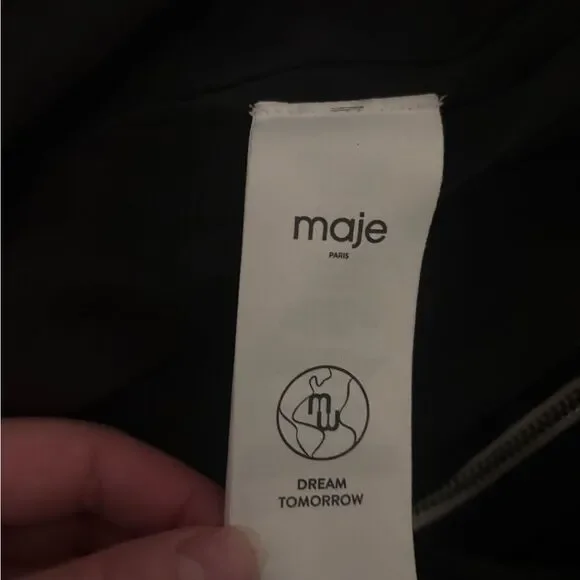 Maje beladone reversible bomber Jacket black/cream NWT SIZE 40- us 8 - Picture 9 of 12